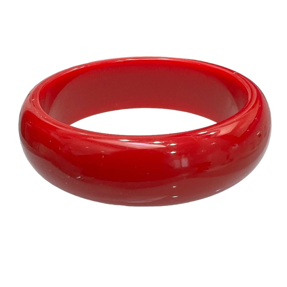 VINTAGE DEEP RUBY RED BAKELITE HARD BANGLE BRACELET